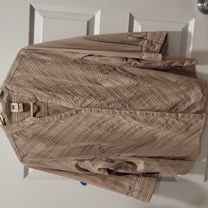 FADED GLORY STRETCH TAN BUTTON UP BLOUSE 3/4 SLEEVESsize 22w/24W